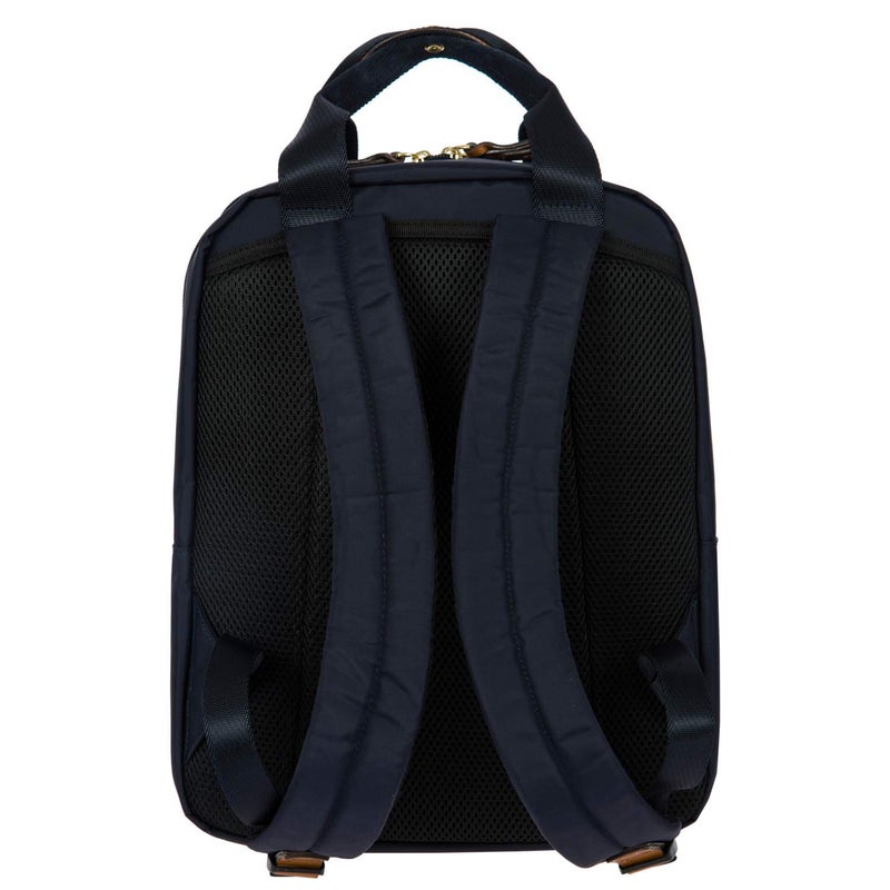 Bric's X-Travel Urban Backpack 14 Inch, Water-Resistant Satin Nylon Carry-On Daypack with Leather Details, Laptop Sleeve, Double-Zip Compartments and Luggage Pass-Through â€“ Navy - Image 5